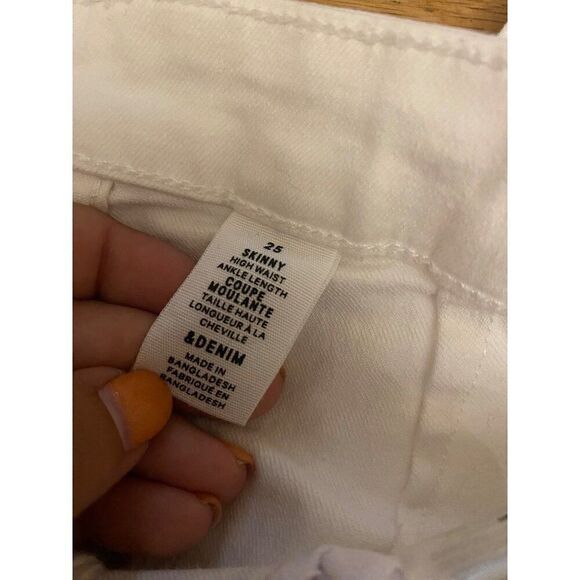 & Denim Skinny High Waist women's White Denim ankle length Jeans Size 25 - Picture 5 of 9